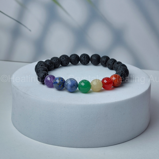 7 Chakra Lava Stone Bracelet (8mm)