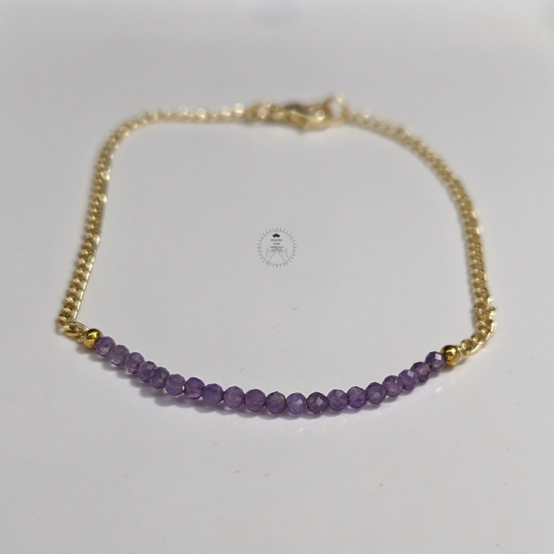 Amethyst Faceted/ Diamond Cut Chain Bracelet (2mm)