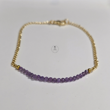 Amethyst Faceted/ Diamond Cut Chain Bracelet (2mm)