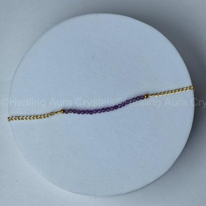 Amethyst Faceted/ Diamond Cut Chain Bracelet (2mm)