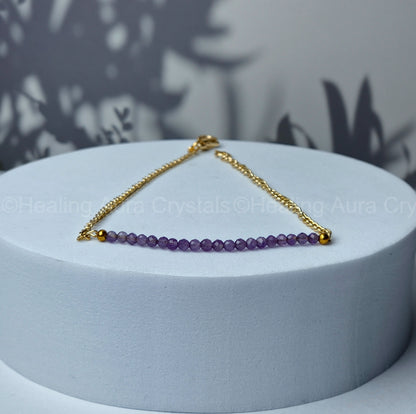 Amethyst Faceted/ Diamond Cut Chain Bracelet (2mm)