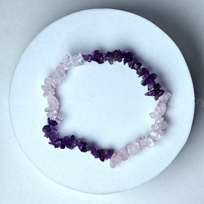 Amethyst & Rose Quartz Chip Bracelet