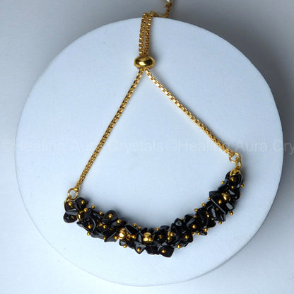 Black Obsidian Chip Chain Bracelet