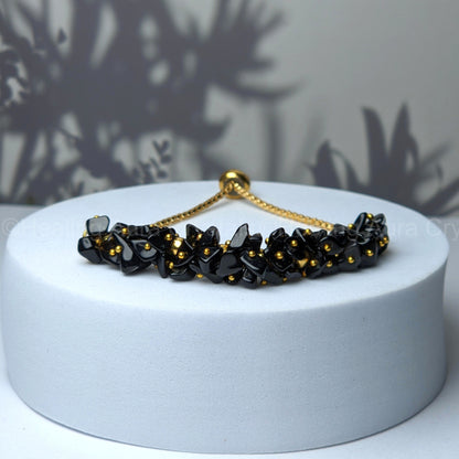 Black Obsidian Chip Chain Bracelet