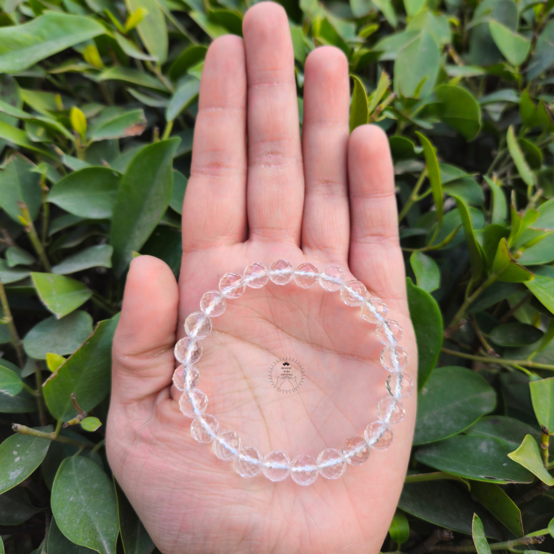 Clear Quartz Faceted/ Diamond Cut Bracelet (8mm)