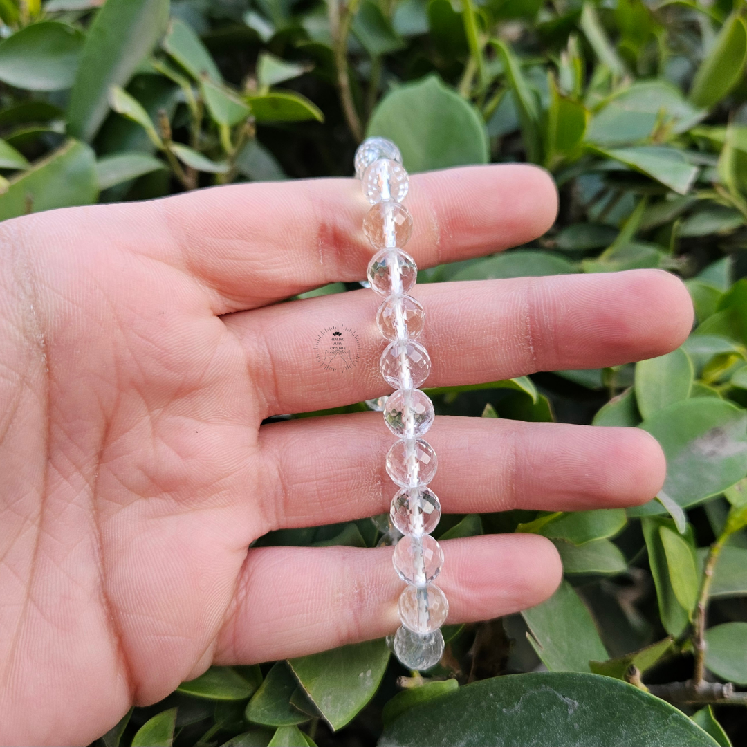 Clear Quartz Faceted/ Diamond Cut Bracelet (8mm)