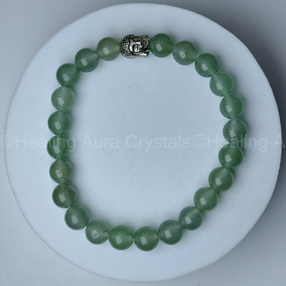 Green Aventurine Bracelet with Buddha Charm (8mm)