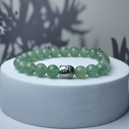 Green Aventurine Bracelet with Buddha Charm (8mm)