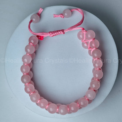 Rose Quartz Bracelet - Double Layer Adjustable (8mm)