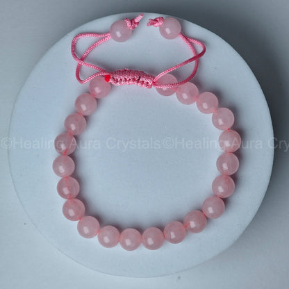 Rose Quartz Bracelet - Single Layer Adjustable (8mm)