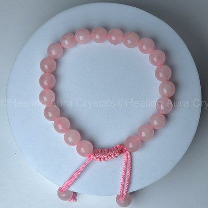 Rose Quartz Bracelet - Single Layer Adjustable (8mm)