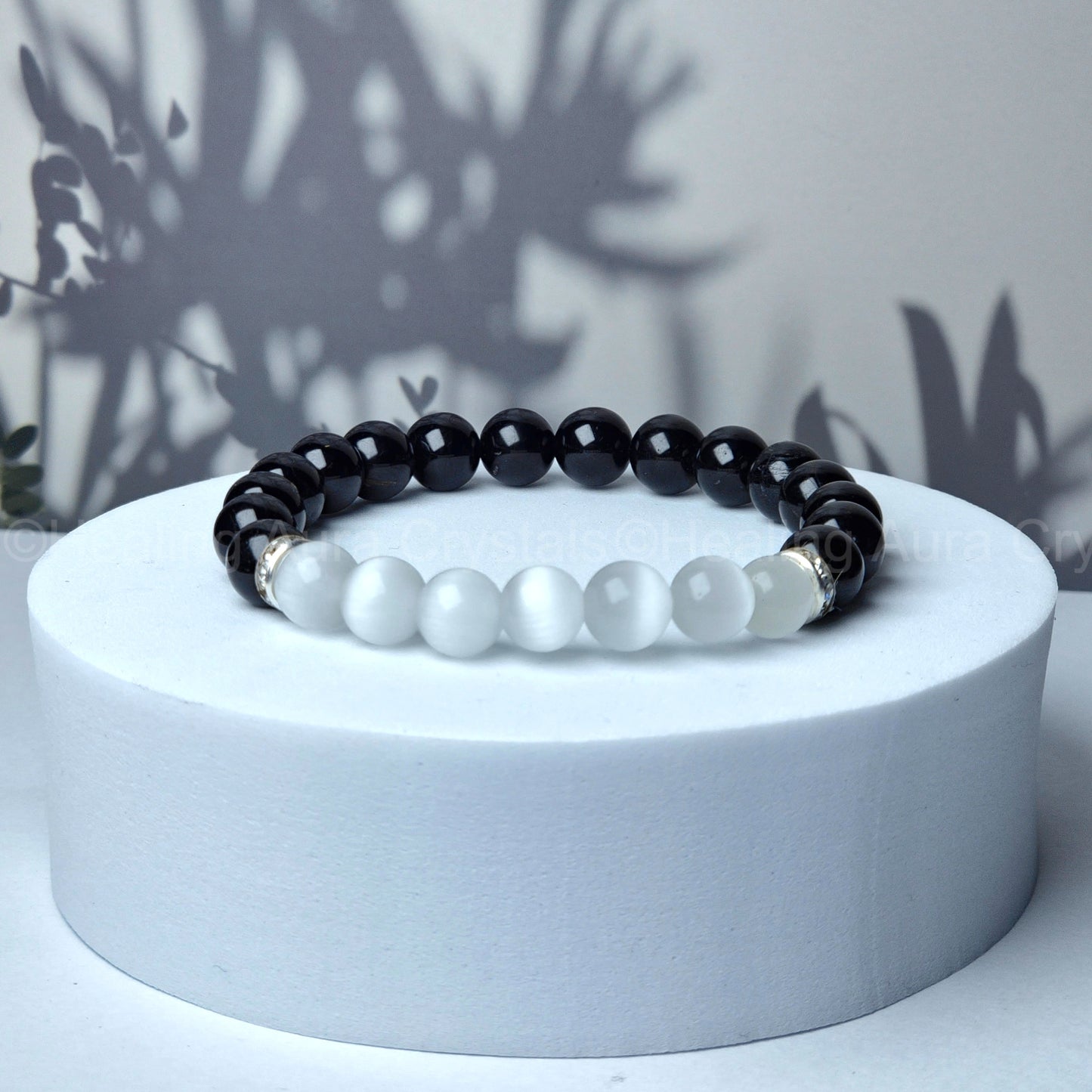 Selenite & Black Tourmaline Bracelet (8mm)