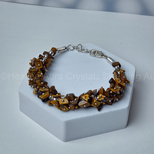 Tigers Eye Chip Chain Bracelet