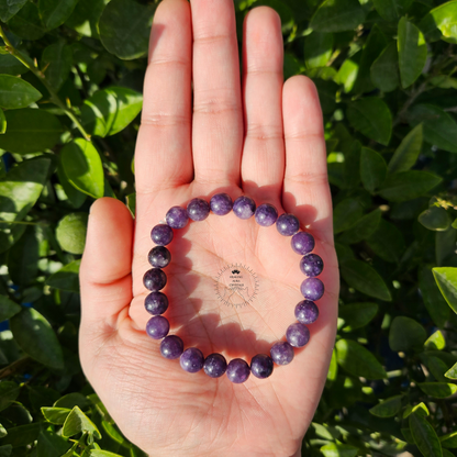 Lepidolite Bracelet (Dark Purple)- 8mm