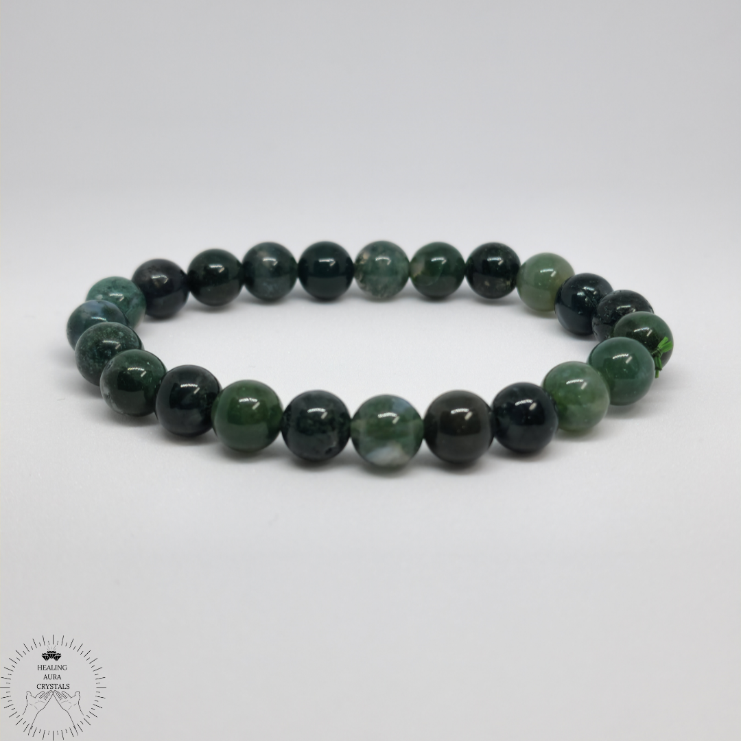 Moss Agate Bracelet, Semi Precious Stones, 8 Mm Gemstones, Natural  Gemstone, Wrist Mala, Stretchy Bracelet, Multi Coloured Green Bracelet, -  Etsy