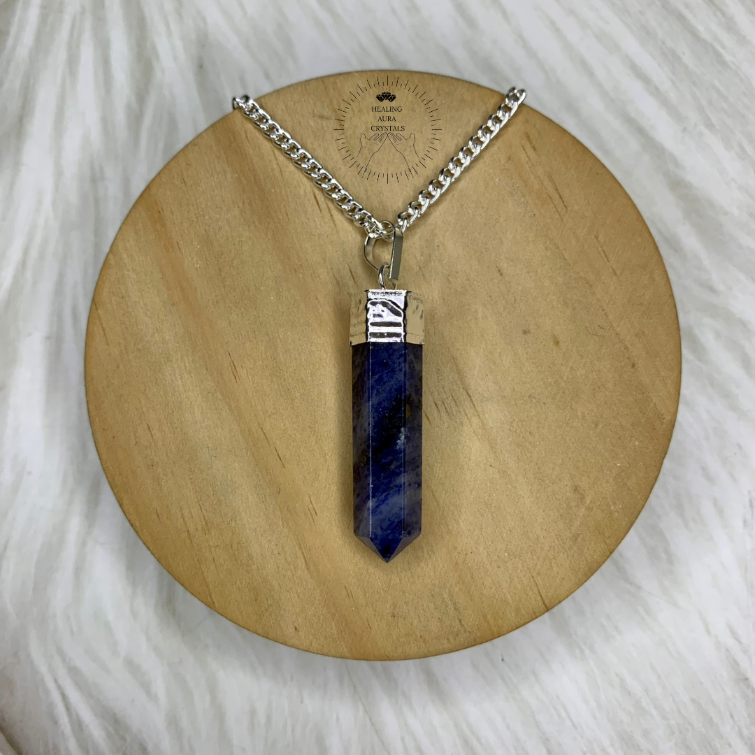 Sodalite Pencil Pendant   Healing Aura Crystals